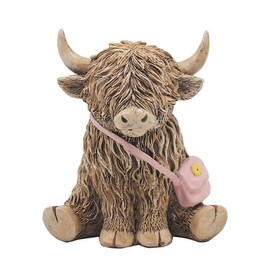 The Leonardo Collection Happy Highland Cow - Fashion Icon - Highland Cow Sitting with Handbag Figurine, LP73653