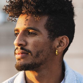 Kakonia Stainless Steel Black Unique Small Hoop Earrings for Men Huggie Earrings 1 Pairs