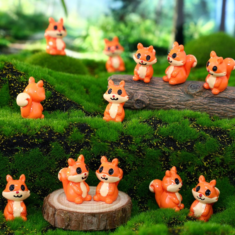 50 Pcs Mini Resin Squirrel Miniature Tiny Squirrel Figures Mini