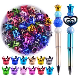 Focal Beads for Pens Bulk Focals for Beaded Pens 60Pcs Crown Focal Beads for Beadable Pens Acrylic Focal Beads for Keychain Making Jewelry Making Bracelet Necklace Crafts Charms