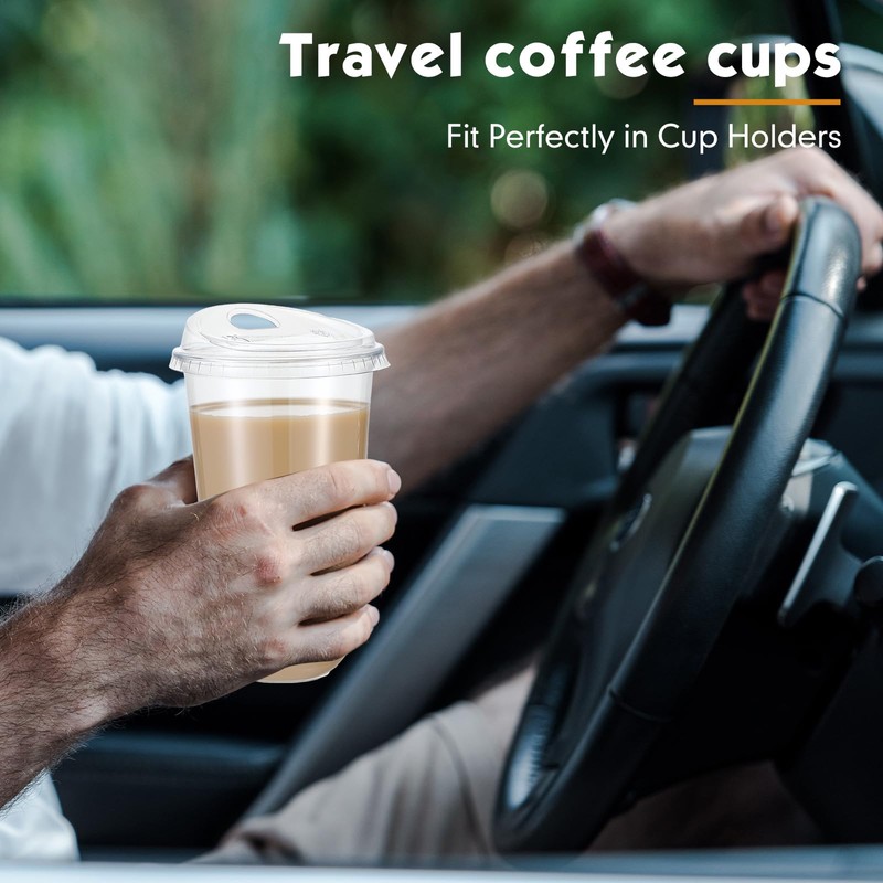 Baderke 50 Pcs Plastic Cups with Sip Lids Round Bottom