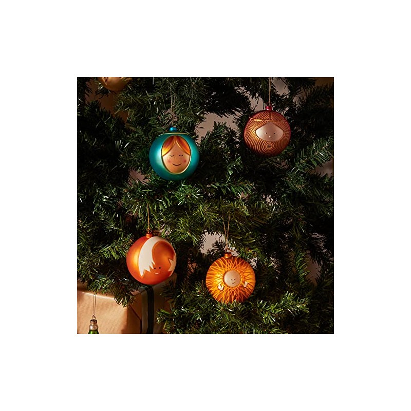 Alessi Asinello Weihnachtsbaumkugel aus mundgeblasenem Glas, Handdekoriert, 1er Pack, 9,0