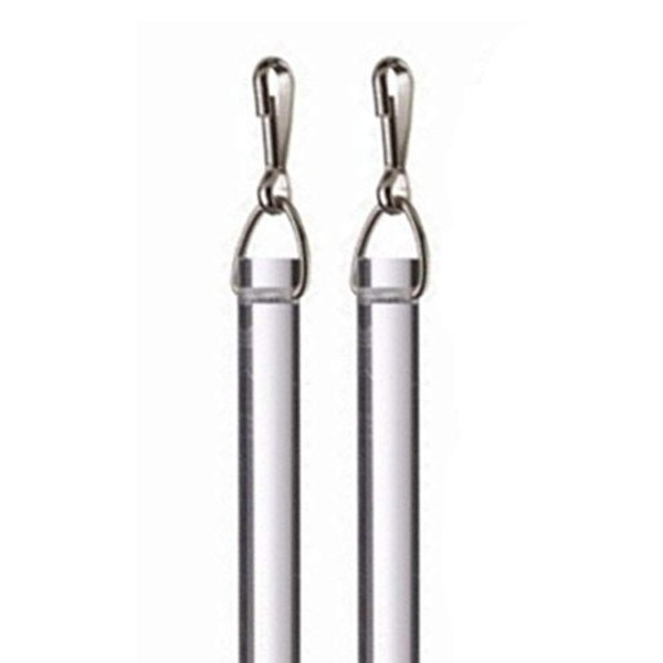48" Heavy Duty Clear Acrylic Drapery Baton Curtain Wands 1/2" Thick with Stainless Steel Snap Hooks (2-Pack)