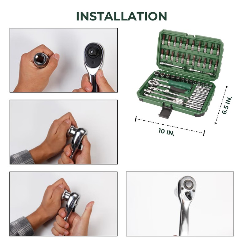 Dawot 54pcs 1/4" Socket and Drive Tool Set Mechanics Tools