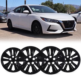 AUTOWIKI 16” Silver Hubcaps Fit for 2020-2025 Nissan Sentra, Snap-On Installation Wheel Rim Covers, Set of 4 ABS&PC Material Hub Caps for 20-25 Sentra (16 Inch, Black Lacquer)