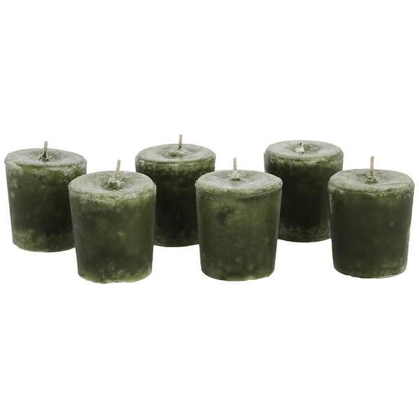 Aroma Naturals Votive Candles Essential Oil with Juniper Spruce and Basil, Evergreen Holiday, 6 Count