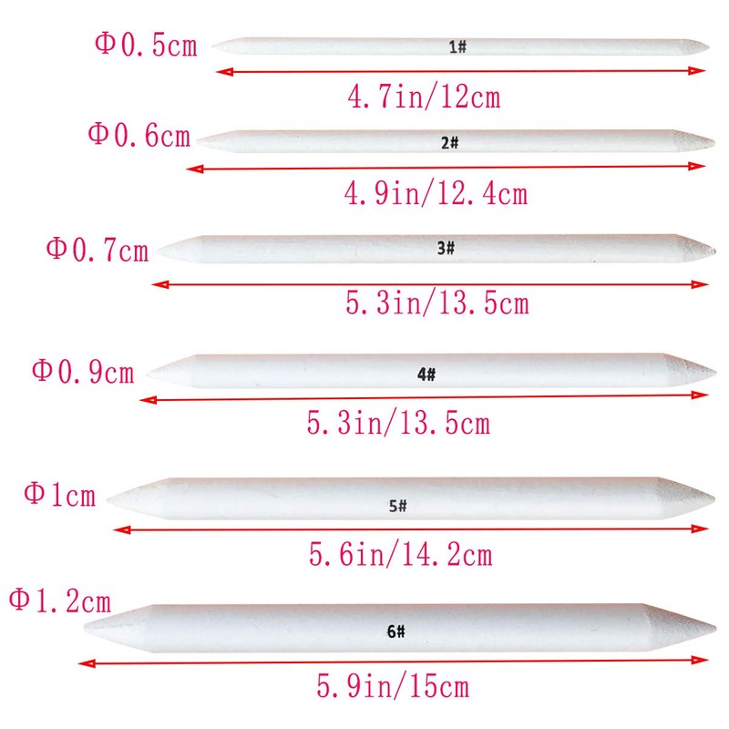 6 PCS Blending Stumps and Tortillions, Sketch Drawing Tools, Paper