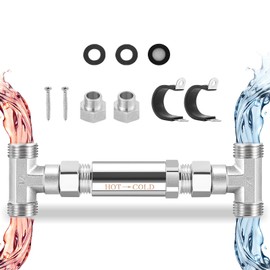 304 Stainless Steel Bypass Valve for Instant Hot Water Recirculation System, Great Replacement for the Old Plastic Version, 104℉, No Leakage, Detachable Filter