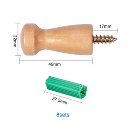 INCREWAY 8-Pack Screw-On Solid Wood Hook Wall-Mount Coat Hook, Towel Hook Shaker Pegs for Bathroom Livingroom Garden