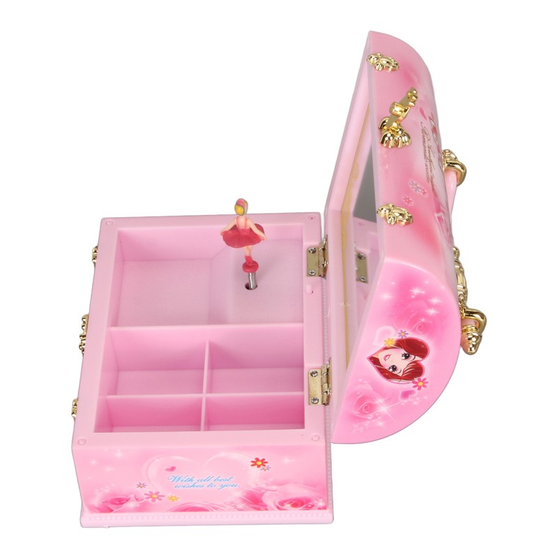 Musical Jewelry Box Large Space Mirror Design Music Jewelry Organizer