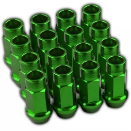 STATIIK 16 PC GREEN LUG EXTENDED RACING LUG NUTS FOR TIRES/WHEELS/R