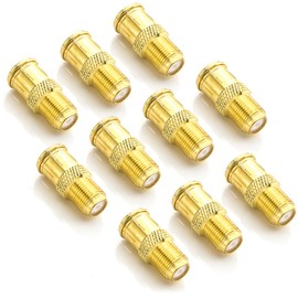 deleyCON F-Quick Connector F-Female to F-Quick Connector F-Quick Male to F-Connector without Screws Gold-Plated Pack of 10