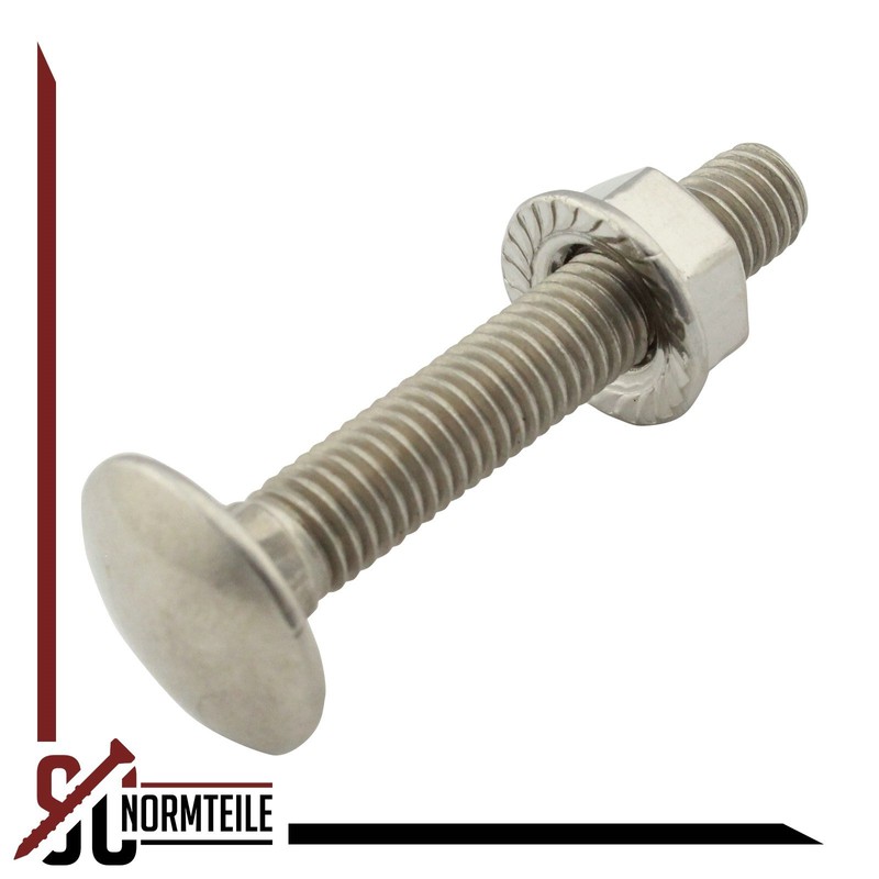 Round-Head Screws with Flange Nuts (with Locking Toothing) – M8