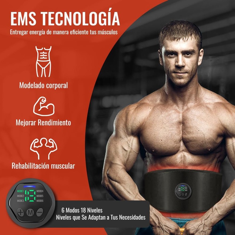Estimulador de ABS, Cinturón de Tonificación Abdominal
