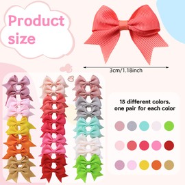AYNKH 30pcs Baby Girl Bow Hair Clips, Girl's Hair Decoration, 2" Mini Alligator Clip Toddler Pigtail Bow, Baby Fine Soft Hair,Multi-coloured Baby Hair Clips,Hair Accessories for Girls