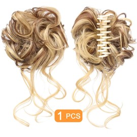 Traziewell Hair Piece Messy Bun Hair Extensions Curly Wavy Hair Scrunchies for Women Ladies Large Synthetic Updo Hair Pieces Hair Chignons, 0214