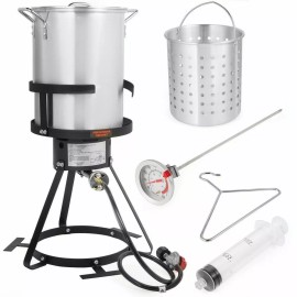 Barton 6pc Gas stove Turkey Deep Fryer boile Aluminum Pot Outdoor Propane Backyard 30qt