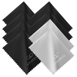 SmoTecQ Glasses Cleaning Cloth, Premium Microfiber Lens and Screen Cleaner, Reusable and Washable - Pack of 8, 7 x 6-Inch, Dark Blue and Grey