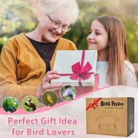 Goodeco Clear Window Bird Feeder - Outdoor Birdhouse Feeder with Bird Bath & Water Bowl for Outside Bird Watching - with a Brush, Easy to Clean, Ideal Gifts for Mom Parents