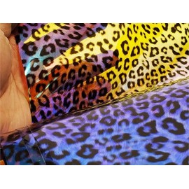 30 Gauge Hologram Transparent Leopard Print Blue Plastic Vinyl Fabric 54" Wide Sold by The Yard