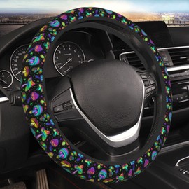 Hippie Mushroom Auto Car Steering Wheel Cover Universal 15 Inch Neoprene Interior Decor Protection Accessories