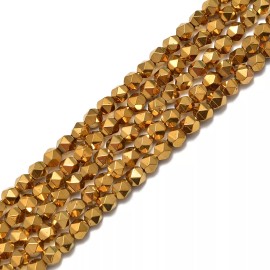 Unbranded Gold Plated Hematite Star Cut Nugget Beads 8mm 15.5" Strand
