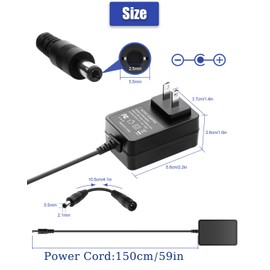 9V Power Supply 1A AC Adapter with Reverse Polarity Cable&10 Tips DC 9Volt Power Cord 1Amp Universal 9V Power Converter AC 100-240V 50/60Hz to DC 9volt 1A 1000mA 800mA 0.5A 500mA Adapter