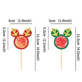 Ercadio - Paquete de 12 adornos de Navidad inspirados en ratones para cupcakes de fieltro para ratones de Navidad, decoraciones de tartas para fiestas temáticas de Navidad