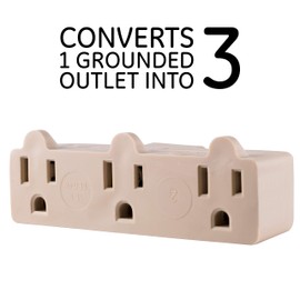 General Electric 3-Outlet Extender, Grounded Wall Tap, 3-Prong, Multiple Plug, Power Splitter, Cruise Essentials, Use for Home Office School Dorm, UL Listed, Black, 50911