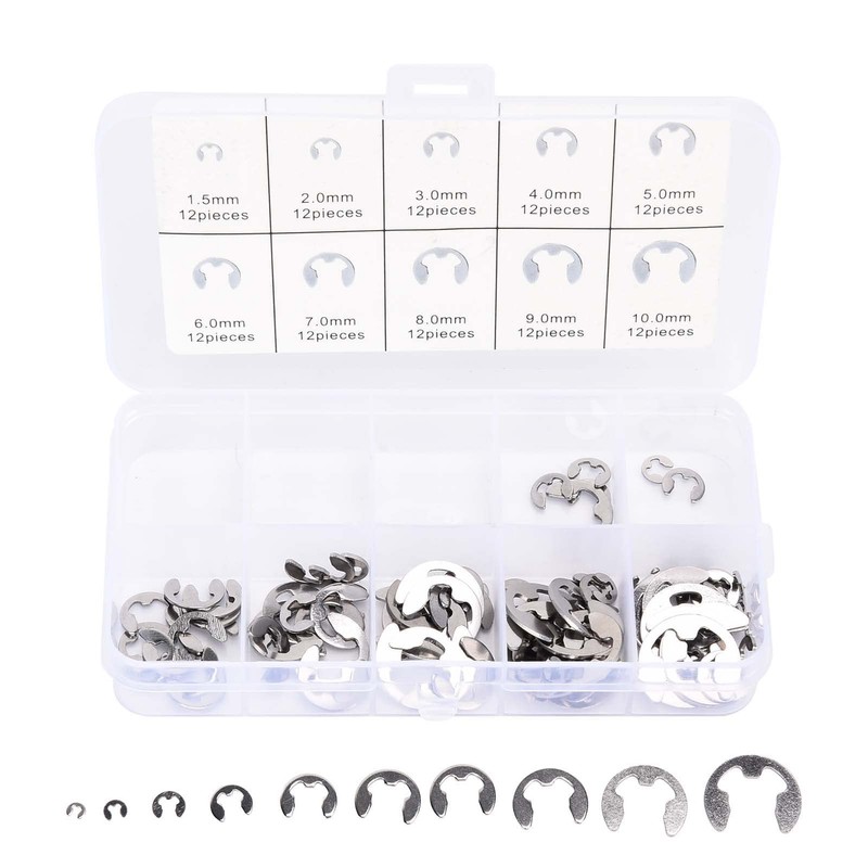 120PCS Snap Rings Assortment Kit Corrosion Resistant Stainless Steel Retaining