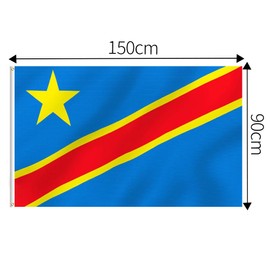3x5 Foot Democratic Republic of the Congo Flag Brightly Coloured Congolese Flags Celebration Parade Party Supplies Patio Decoration Holiday Party Decoration Flag