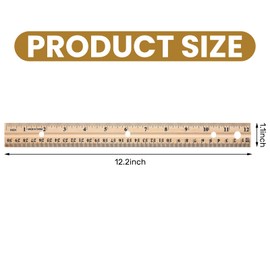 AmazingSpark 144 Pack Wooden Ruler 12 Inch (30cm) Bulk Wood Measuring Ruler Straight Metal Edge with 4 Holes for School Office Drafting Classroom Supplies, 2 Scale