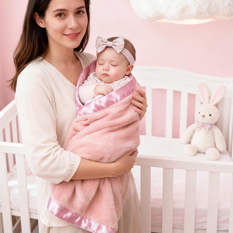 Pro Goleem Fleece Baby Blankets for Girls with 2 Inch