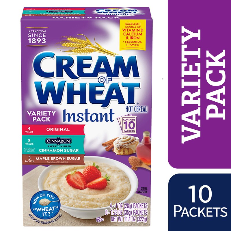 Cream of Wheat Instant Hot Cereal, Three Flavor Variety Pack,
