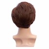 FantaLook Short Brown 70s Cosplay Wig with Sunglasses and Mustache