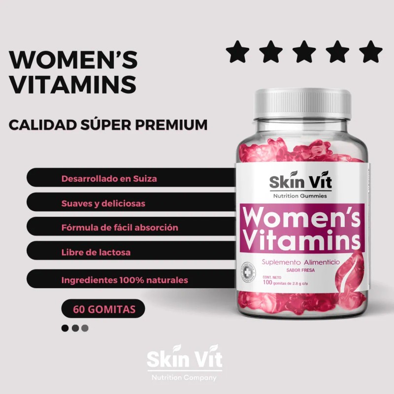 Gomitas Multivitaminico Mujer Vitaminas Colágeno Biotina 100