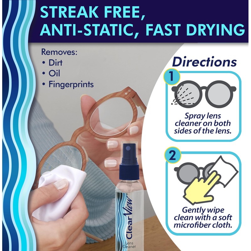 Clear View Lens Cleaner Kit – 4 Bottles + 4