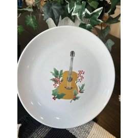 Dolly Parton NEW Dolly Parton Holiday Dessert Holly Berries & Guitar Christmas Plate 8.25”