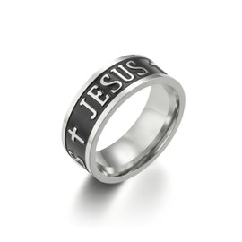 Cross Ring for Men Jesus Rings for Men Christian Cross Band Ring Jesus Word Filled Band Ring Christian Religious Ring Jewelry Gift