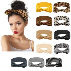 MKUCCD 11 Pack Bow Headbands for Women Headwraps Hair Band Knotted Headband Rabbit Ears Stretchy Turban Head Wraps Fashion Sport Cute Hair Accessories