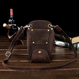 Hairdressing Scissor Pouch Belt, Aolaso Cowhide Leather Salon Barber Hairdressing Scissor Holster Hair Stylist Tools Bag with Adjustable Shoulder Strap for Combs, Clips, Scissors