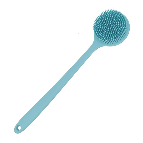 DNC Soft Silicone Back Scrubber Shower Bath Body Brush with Long Handle, BPA-Free, Hypoallergenic, Eco-Friendly (Blue)