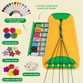 Friendship Bracelet Making kit, Arts and Crafts for Kids 8-12, Kids Jewelry Making Kit with 28 Pre-Cut Threads,Birthday Gifts for Girl Ages 6 7 8 9 10 11 12 Year Old Kids Travel Activity Set(Green)