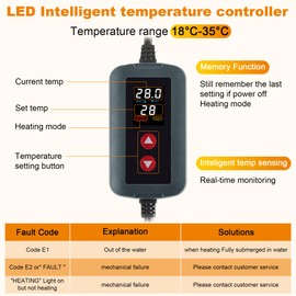 500W Aquarium Heater,Submersible Fish Tank Heater with External Digital Temperature Controller,Explosion-Proof Quartz Tubes Aquarium Heater for Marine Saltwater and Freshwater