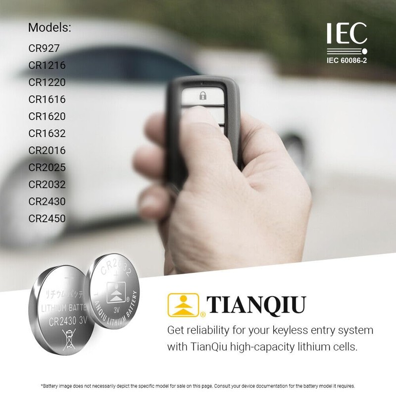 TIANQIU 2032 Battery (CR2032/ DL2032/ E-CR2032/ SB-T51/ LF1/ 2V) Lithium