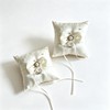 2PC Admireshun Ivory Satin Bow Ring Bearer Pillows, 5.9 Inch