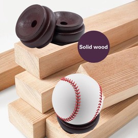 JoyHuaTrade 10 PCS Baseball Display Holder, 1.6 Inch Round Wooden Base Single Ball Display Stand for Softball, Golf, Tennis, Spheres, Marbles, Crystal Ball Collection, Brown