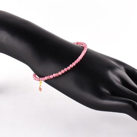 InfinityGemsArt Pink Tourmaline Gemstone Bracelet Natural Minimalist Jewelry for Women Trendy October Birthstone, Energy Healing Crystals, 14k Gold Plated Chain 8 inch Birthday Gift