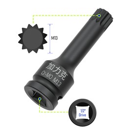 FOCMKEAS 1/2-Inch Drive x M13(13mm） Impact XZN Triple Square Spline Bit Socket, Metric Lengthen Screwdriver Socket Adapter, 3-Inch Length, CR-MO Steel, One-Piece Construction, Black