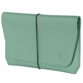 VON HEESEN Leather Passport Holder with RFID Protection - Passport Case Made of Genuine Leather - Passport Organiser for Style-Conscious Men and Women, Turquoise (Silver Pine), Landscape